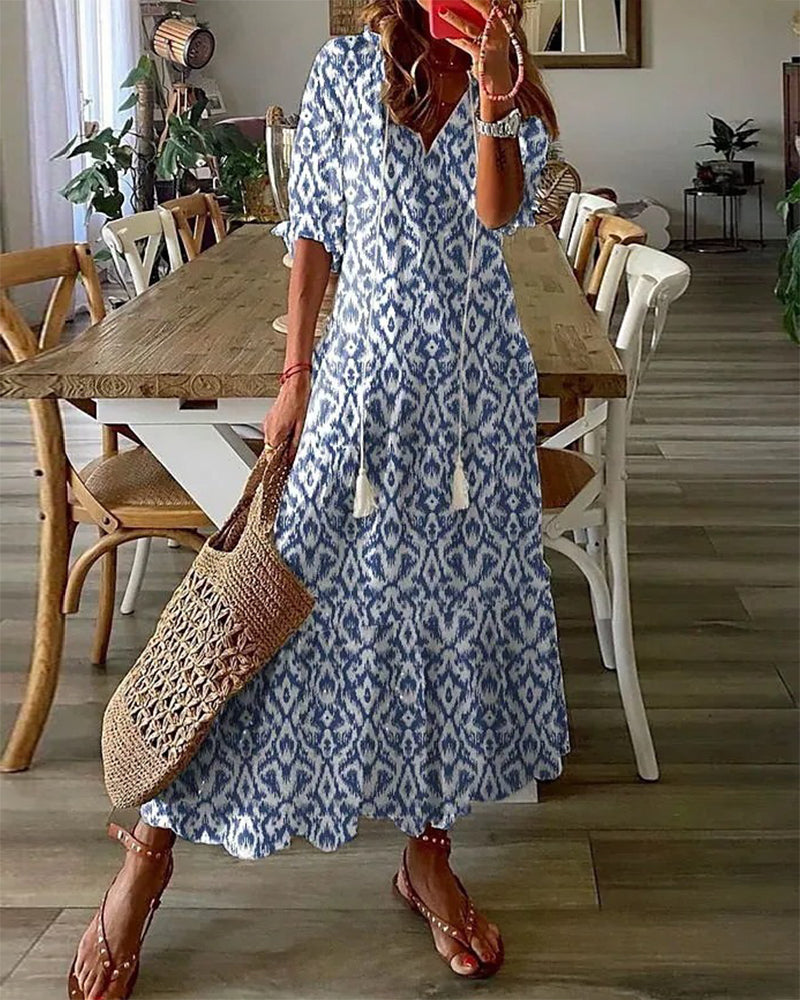 Monika – Elegant women's summer dress in flowing fabric - Image 2