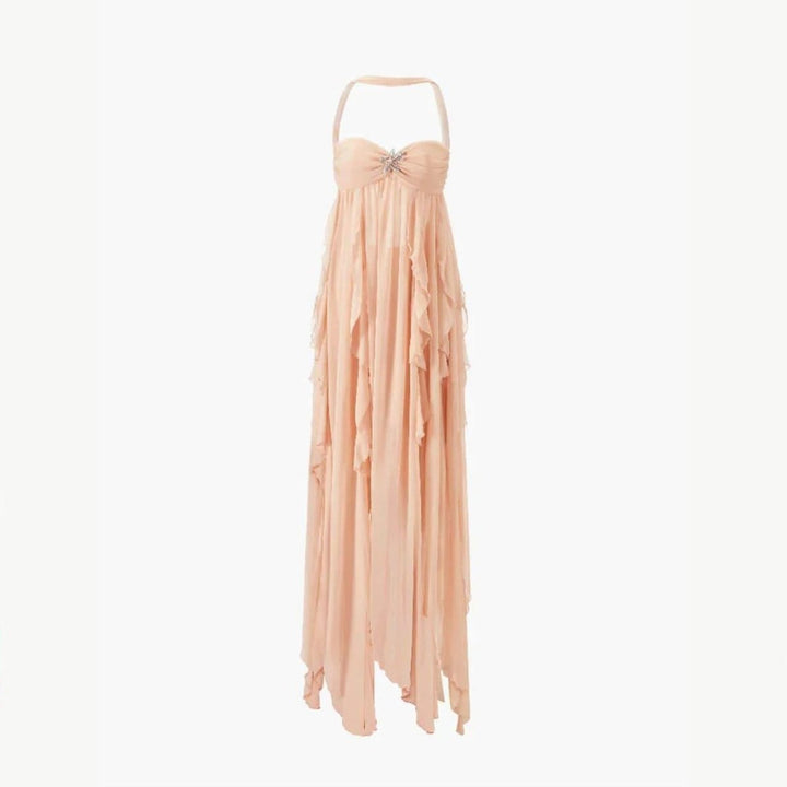 Ariel Kleid – Rückenfreies Maxi-Kleid mit Volants