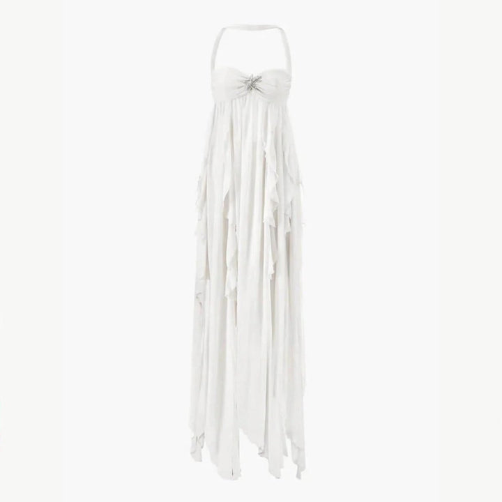 Ariel Kleid – Rückenfreies Maxi-Kleid mit Volants