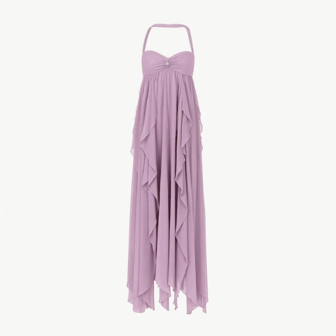 Ariel Kleid – Rückenfreies Maxi-Kleid mit Volants