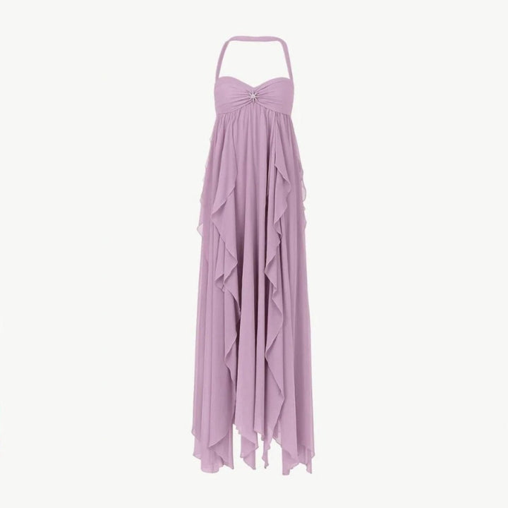 Ariel Kleid – Rückenfreies Maxi-Kleid mit Volants