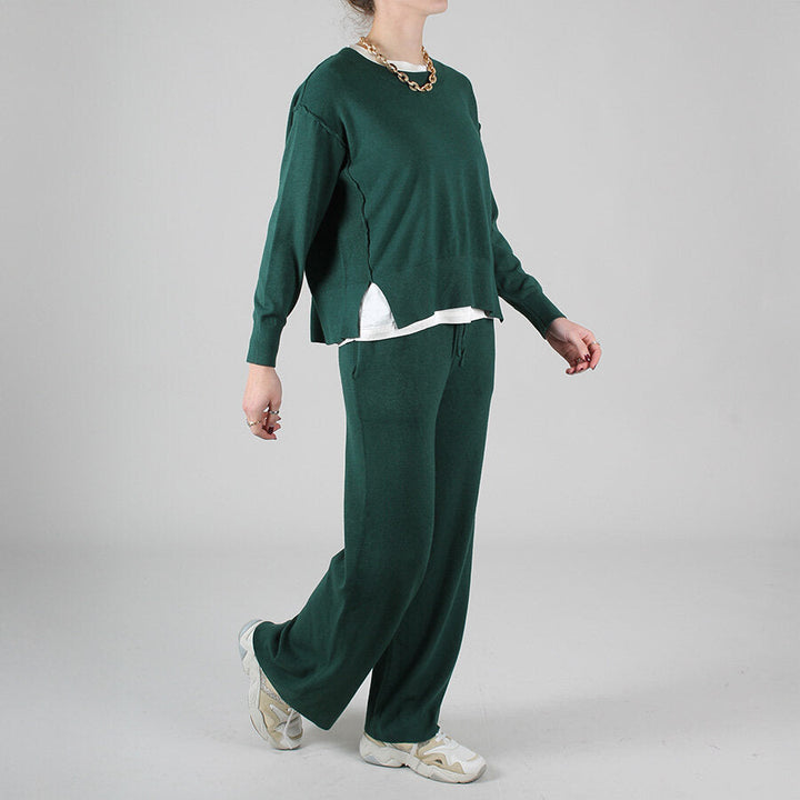 Damenanzug mit Rundhalsausschnitt und elastischer Palazzo-Hose