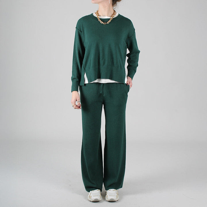 Damenanzug mit Rundhalsausschnitt und elastischer Palazzo-Hose