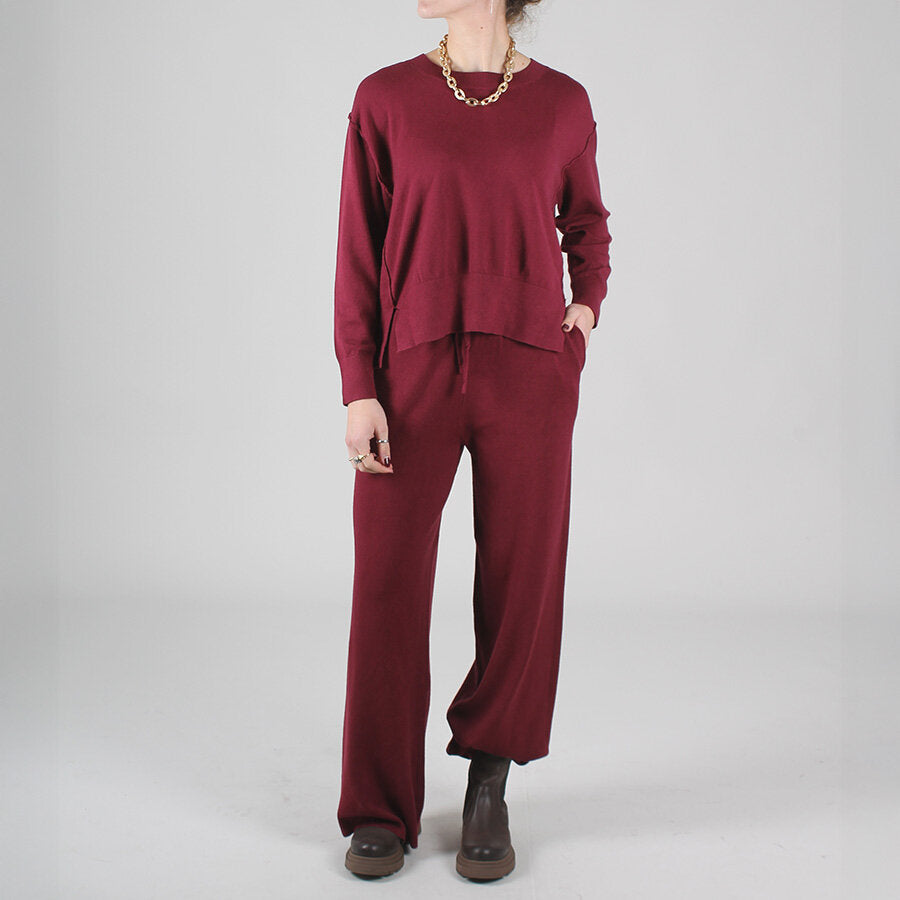 Damenanzug mit Rundhalsausschnitt und elastischer Palazzo-Hose