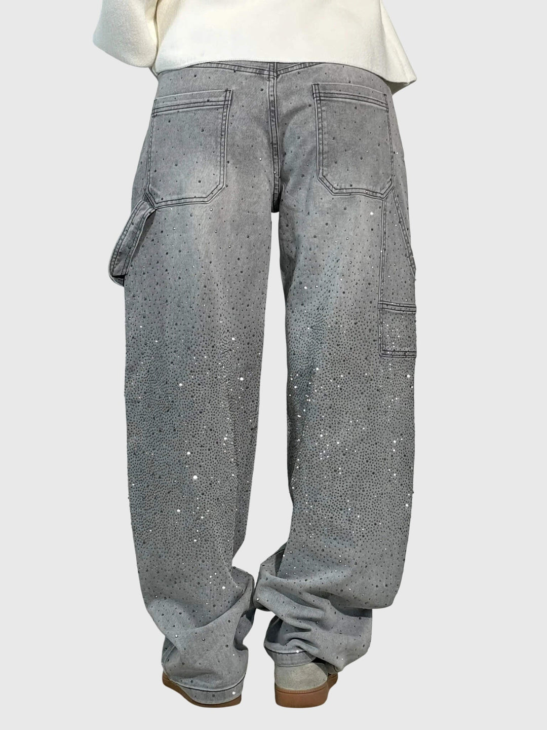 Greta | Damen Glänzende Diamant Denim Hose