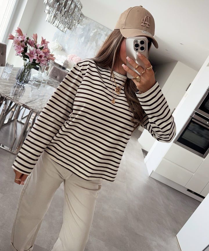 Pullover Hanaia Streifen Braun Beige