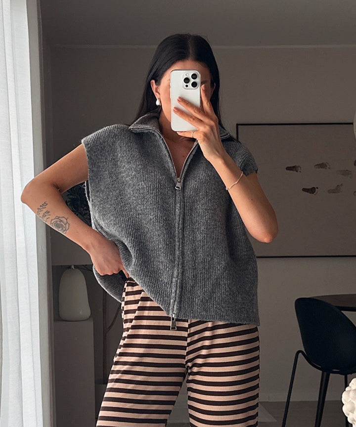 Kurzarm Strickjacke Belinda Grau