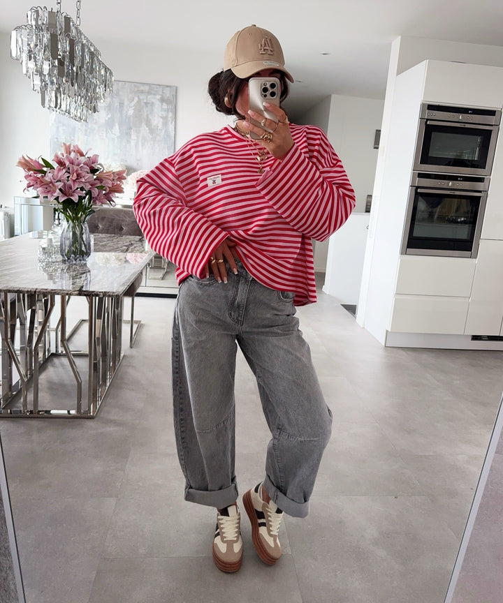 Langarmshirt Mixa Streifen Rot