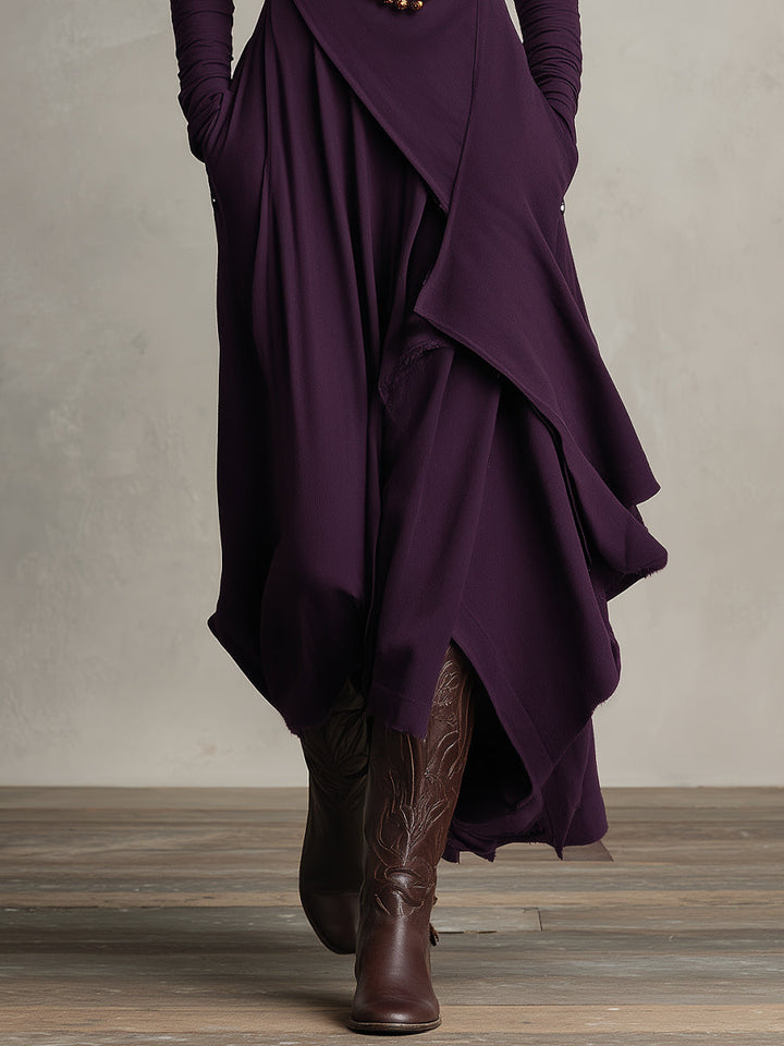 Damen-Boho-Maxikleid, asymmetrisch