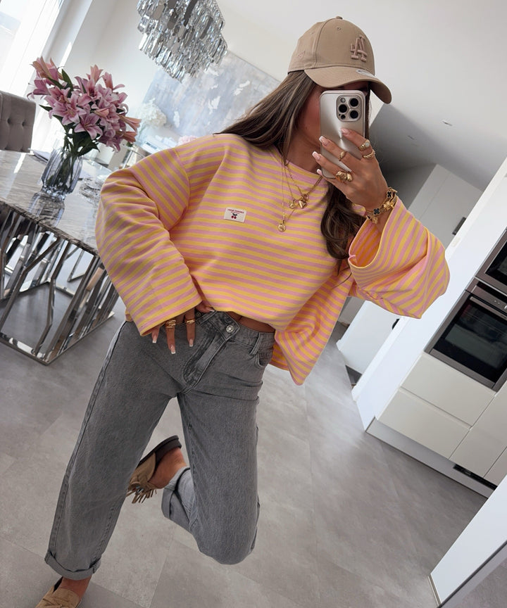 Langarmshirt Mixa Streifen Gelb Ladypolitan ♡