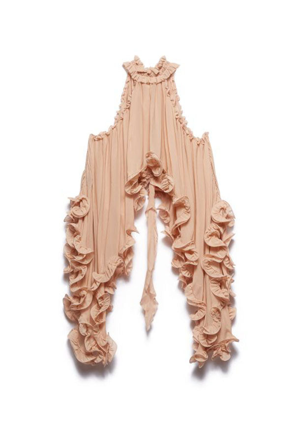 Damen-Haltertop aus Chiffon mit Rüschen, A-Linie
