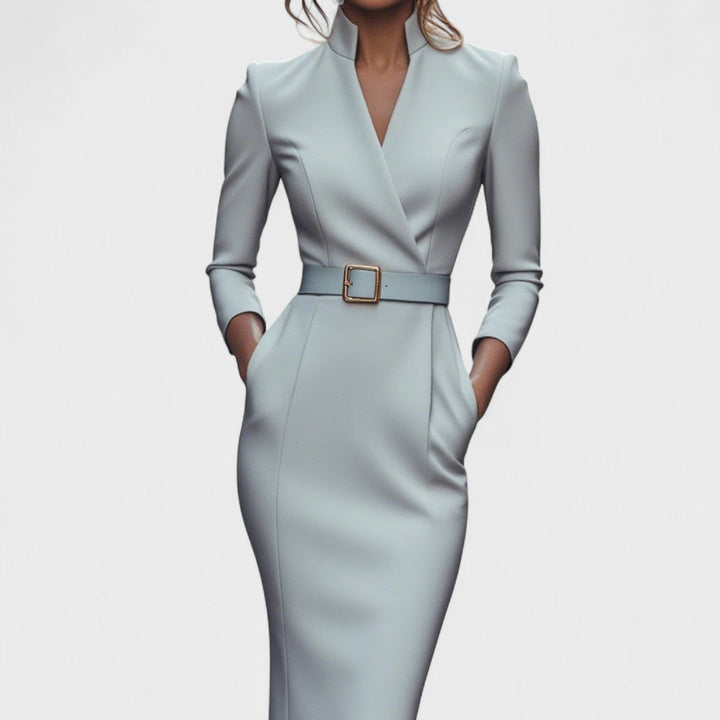Rebeca – Elegantes Damen-Midikleid mit Wickeloptik und Gürtel