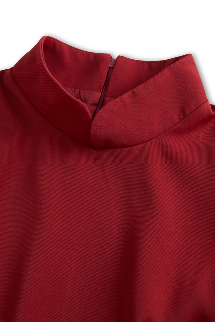 Damenkleid mit Stehkragen und Gürtel | Polyester