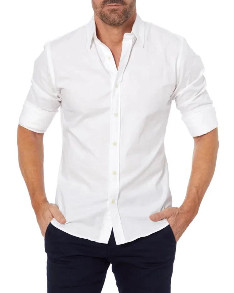 Hemd mit Reissverschluss langarm Slim Fit