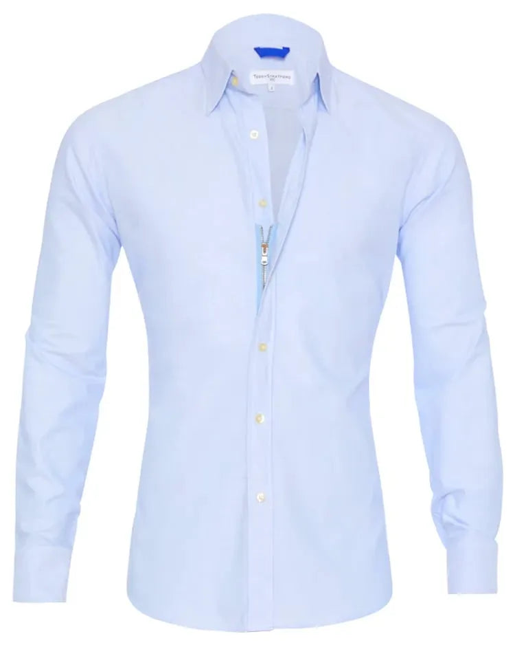 Hemd mit Reissverschluss langarm Slim Fit