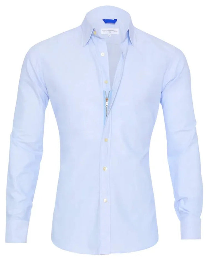 Hemd mit Reissverschluss langarm Slim Fit