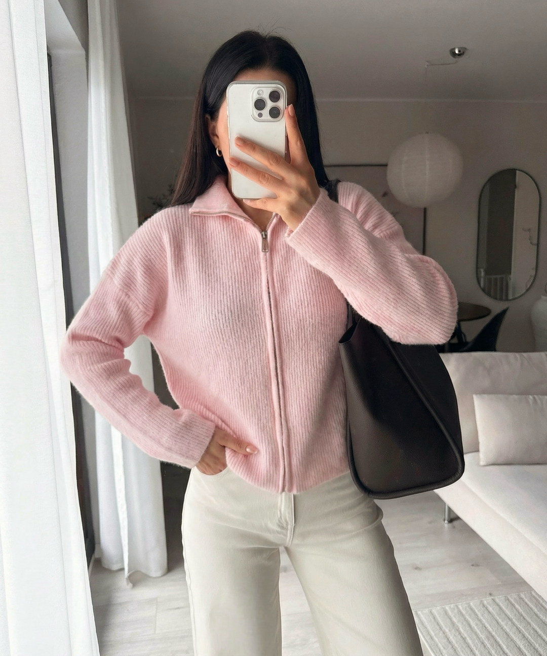 Zip Strickjacke Helena Uni Hellrosa Ladypolitan ♡