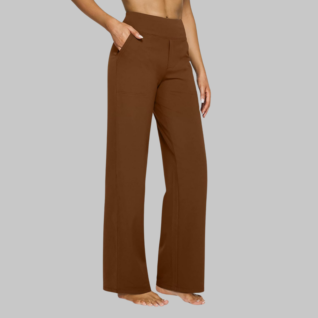 Damen-Stretchhose mit hoher Taille und Taschen