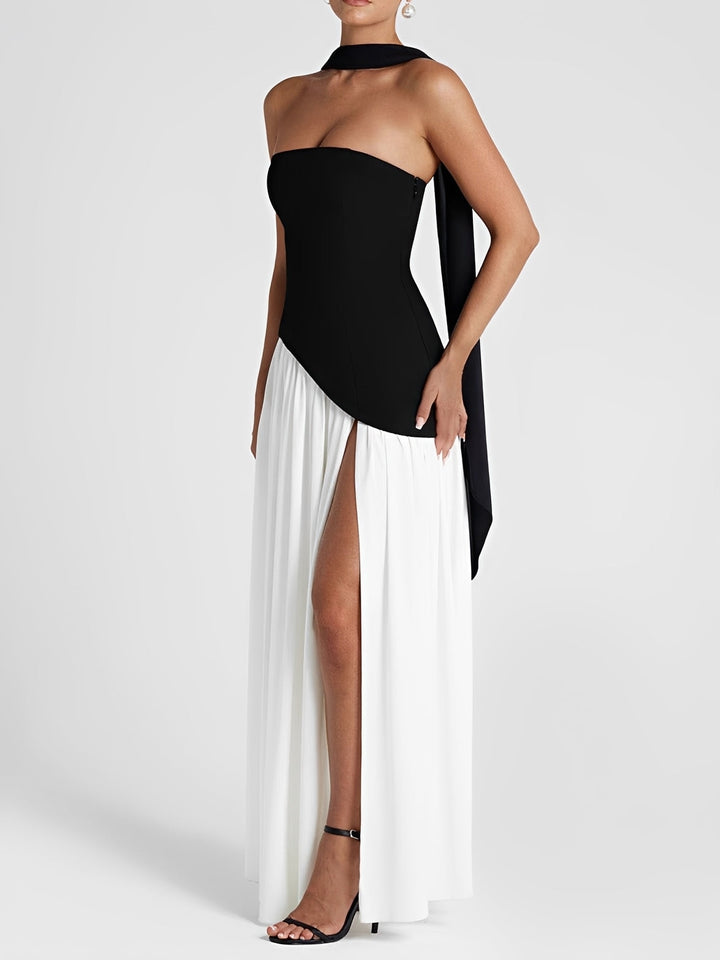 Georgia - Elegantes trägerloses Kleid mit hohem Schlitz für Damen