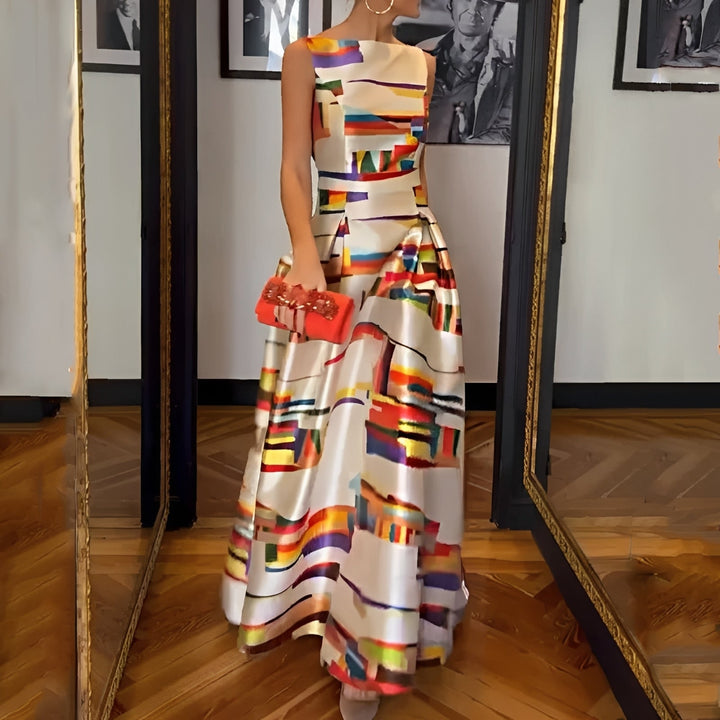 Louisa - Elegantes Maxikleid mit geometrischem Print für Damen