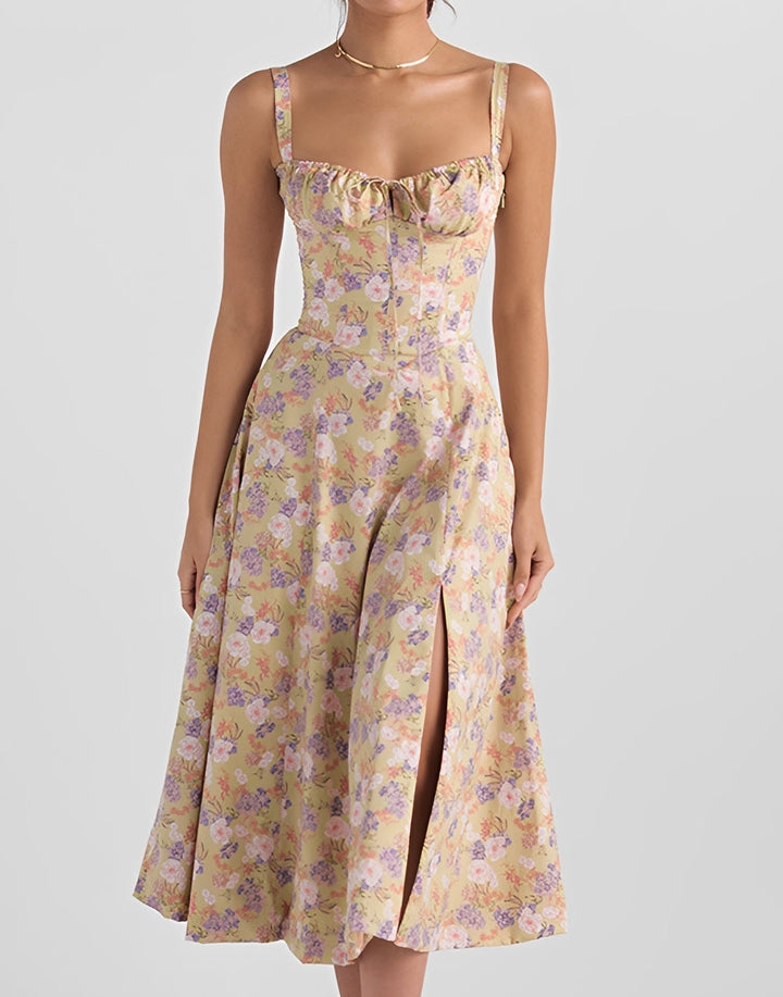 Alyssa - Slim Fit Midi-Kleid mit Blumenmuster für Damen
