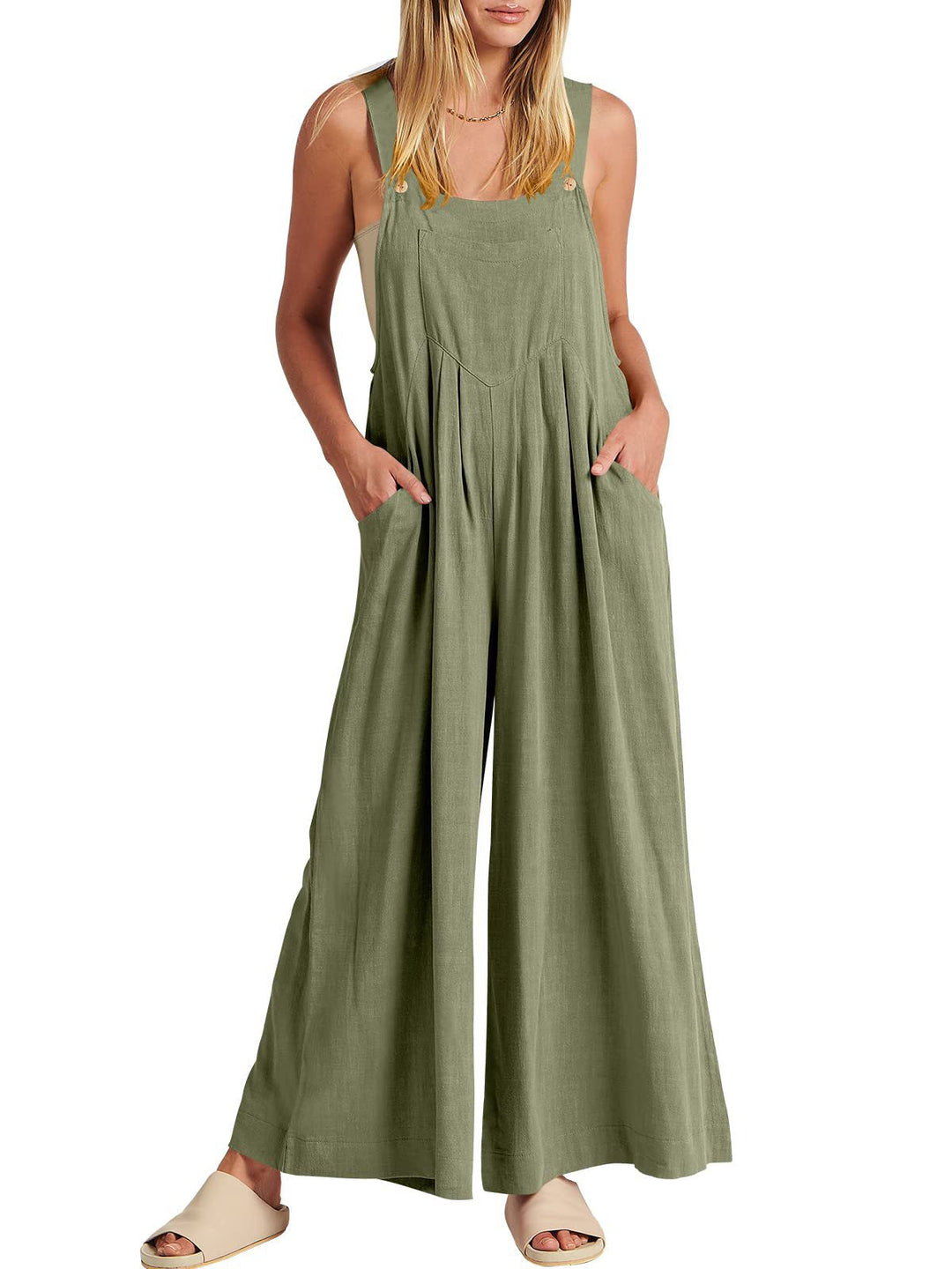 Jumpsuit Damen mit weitem Bein und Taschen
