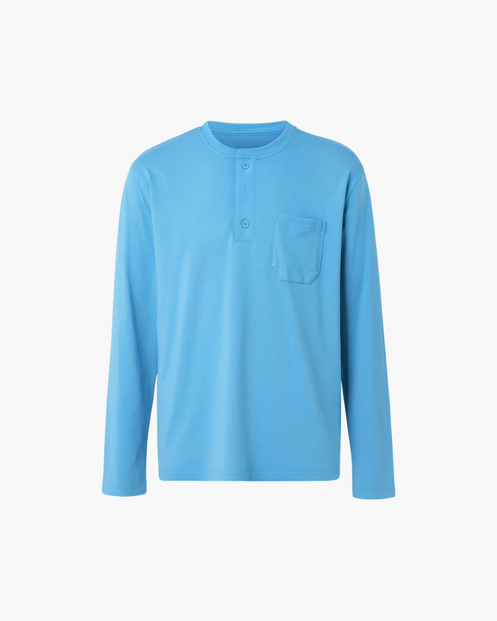 Langarm Henley Shirt mit Brusttasche