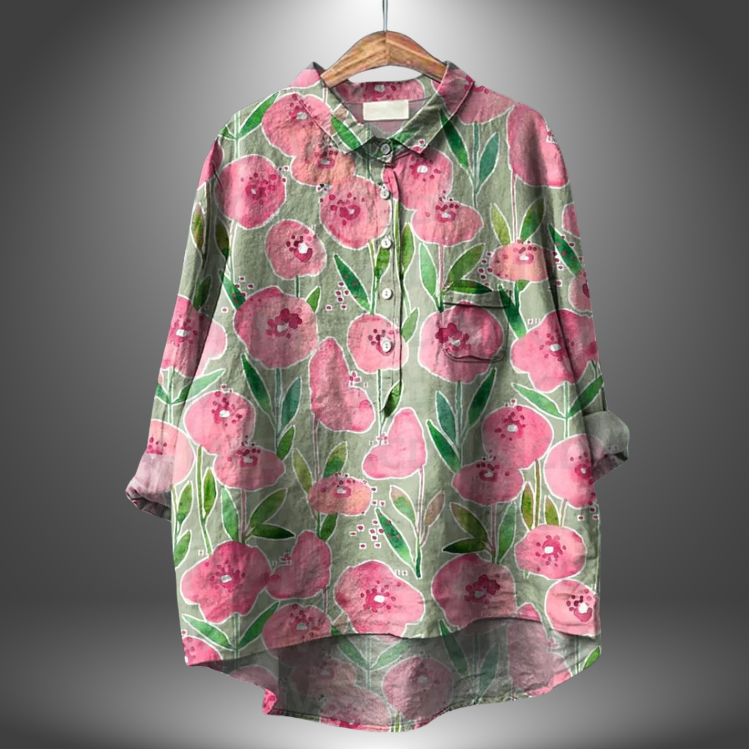 Damenbluse langarm mit Blumenmuster
