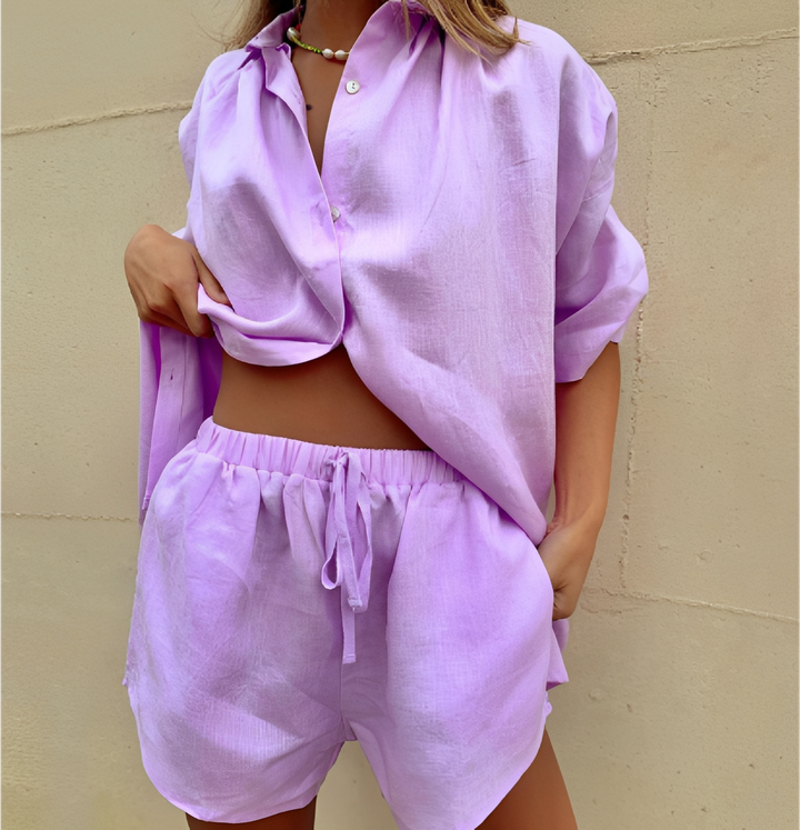 Abbie - Bequemes Damen-Set mit weitem Hemd und Shorts