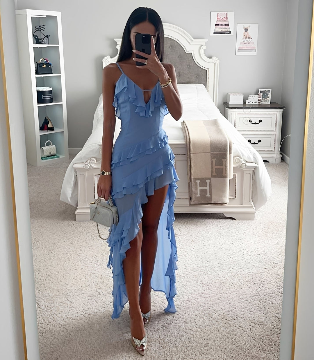 Mandi - Elegantes Chiffonkleid mit hohem Schlitz für Damen