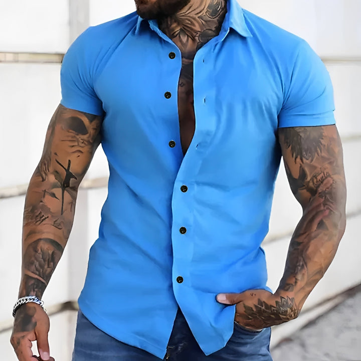 Mark - Casual, figurbetontes Herren-Kurzarmhemd