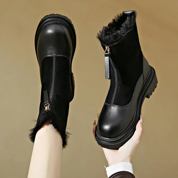 Damen Winterstiefel | Schneeschuhe Profilsohle Mit Frontreißverschluss