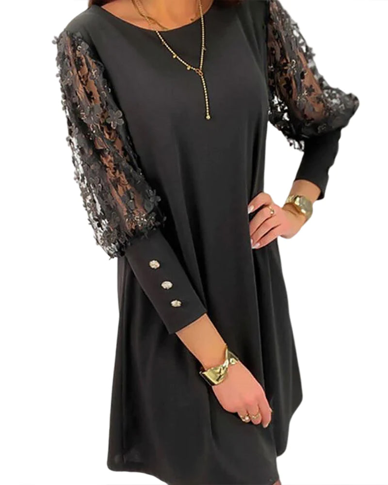 Damen Minikleid Festliches mit Spitzenärmeln