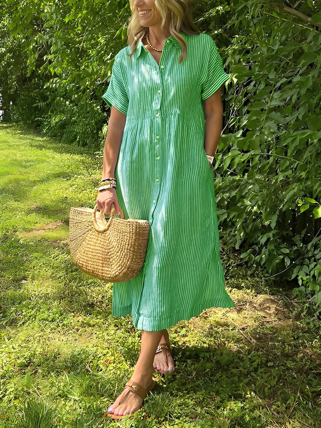 Alana - Komfortables gestreiftes Damen-Hemdkleid