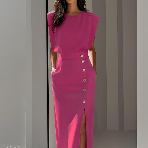 Midi-Kleid für Damen mit Seitenschlitz