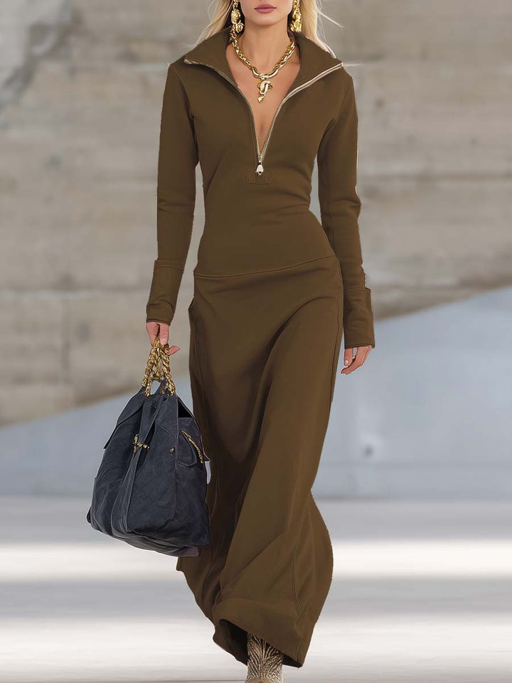 Lena – Eleganter Damen-Jumpsuit mit Reißverschlusskragen