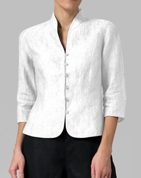 Damenbluse mit Stehkragen und 3/4-Arm
