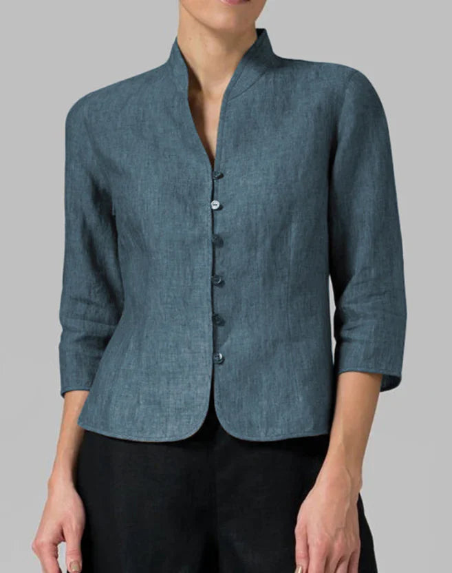 Damenbluse mit Stehkragen und 3/4-Arm