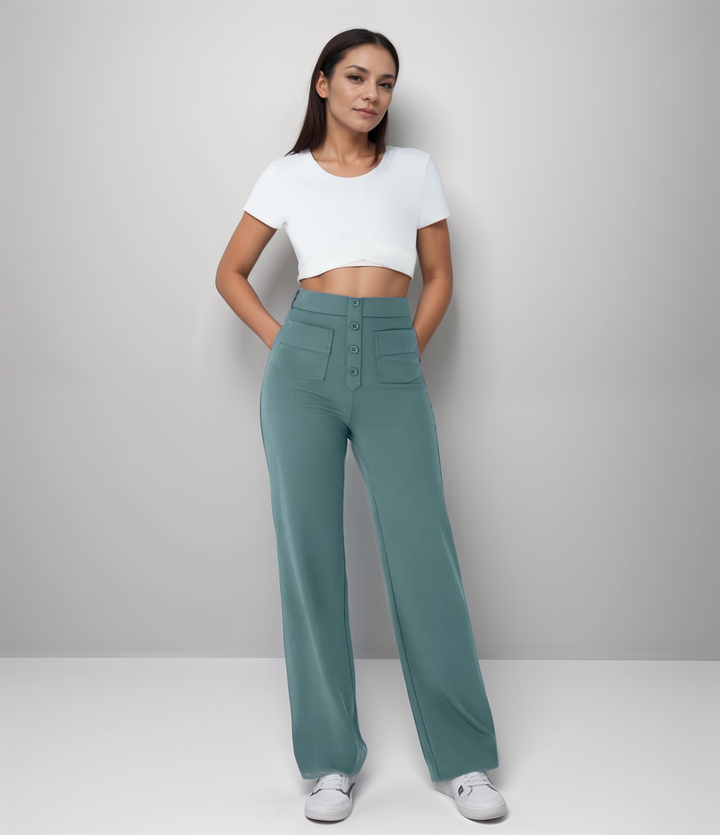 Damen Hose mit hoher Taille und figurformender Passform