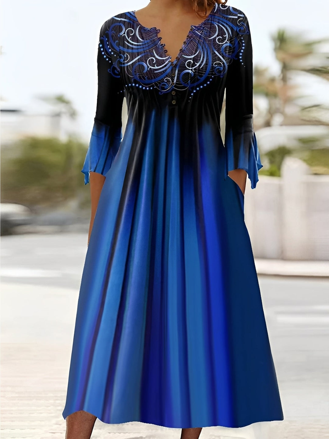 Bonnie - Elegantes Damen-Midikleid mit 3/4-Ärmeln