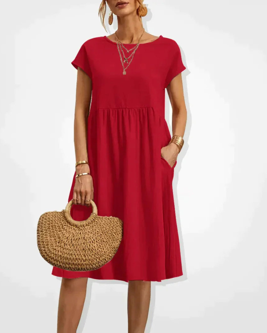 Damen Sommer Italienisches Midi Kleid
