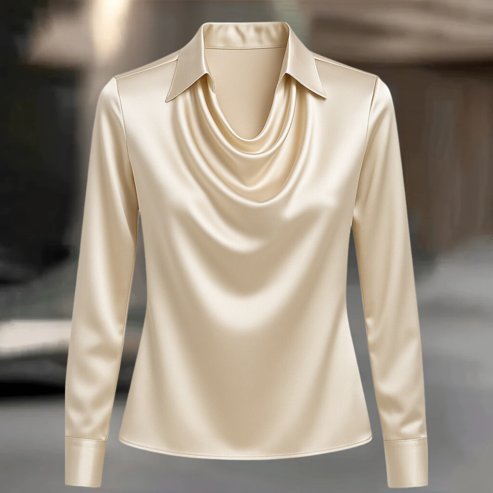 Karolina – Elegante Damenbluse mit Wasserfallausschnitt
