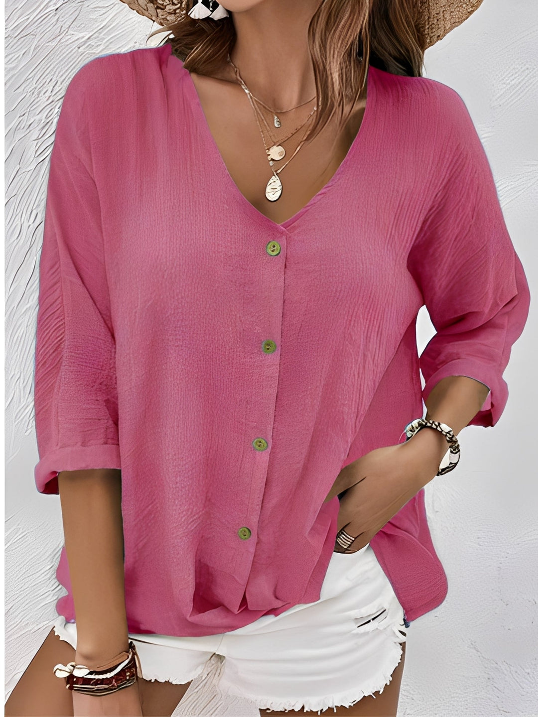 Belle - Bequemes Shirt mit V-Ausschnitt für Damen