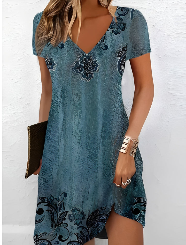 Alicia - Stilvolles Kleid mit V-Ausschnitt und Print für Damen