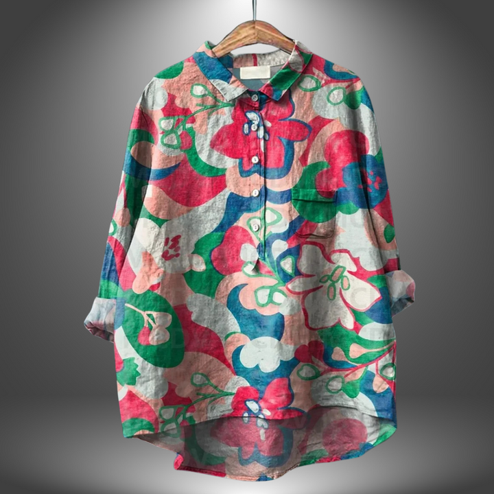 Damenbluse langarm mit Blumenmuster