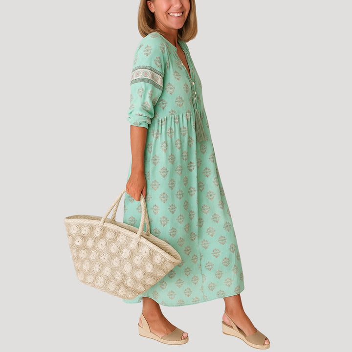 Boho-Midi-Kleid für Damen mit Taschen