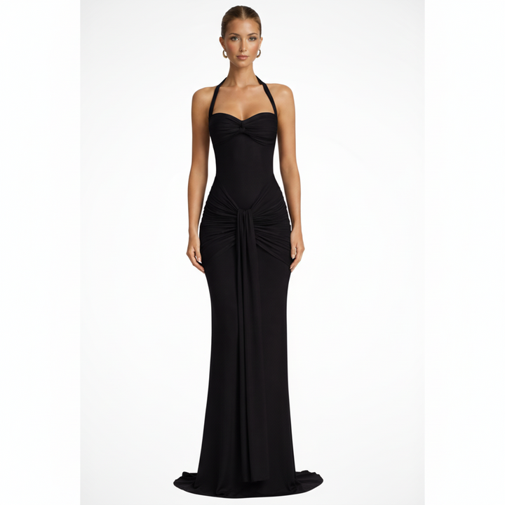 Celine Damen Neckholder Maxikleid mit Raffung – Hochzeitsgast