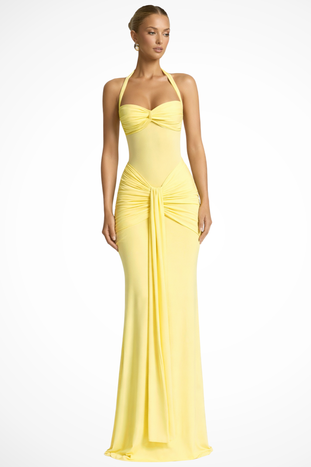 Celine Damen Neckholder Maxikleid mit Raffung – Hochzeitsgast