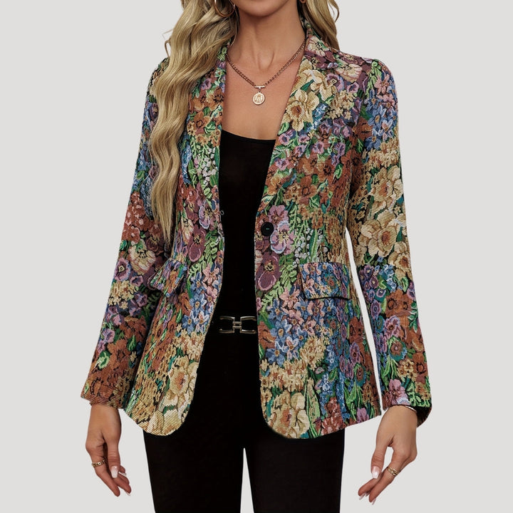 Damenblazer mit Jacquard-Blumenmuster