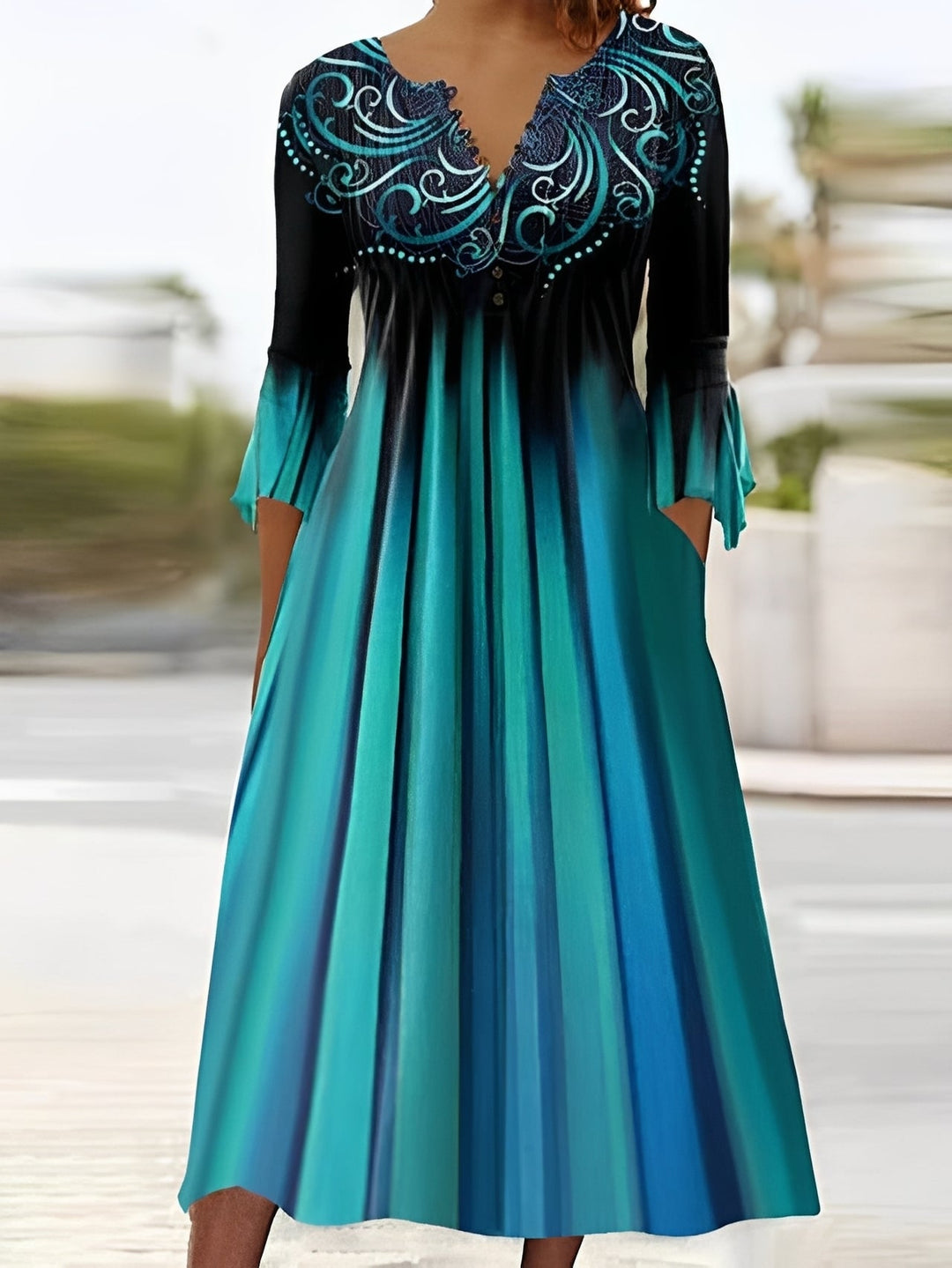 Bonnie - Elegantes Damen-Midikleid mit 3/4-Ärmeln